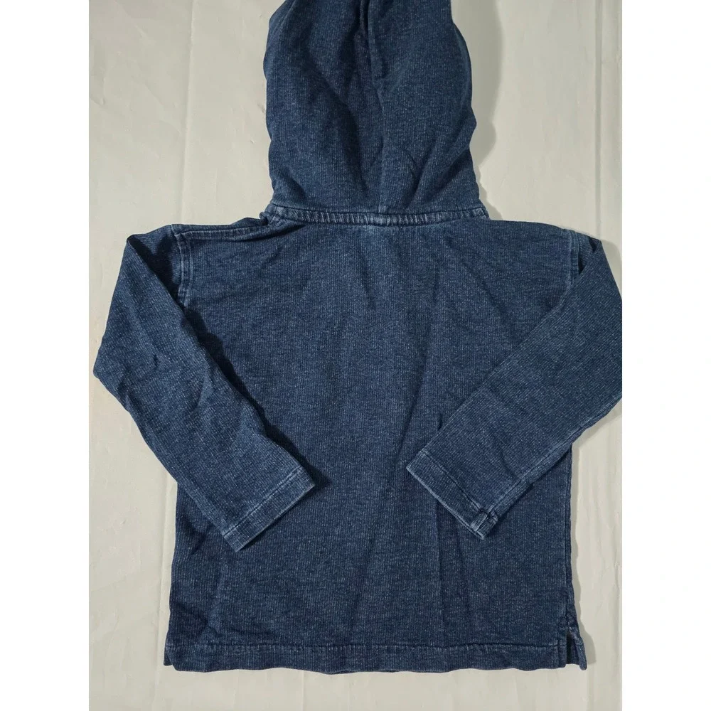 Baby Gap Toddler Boys Blue Denim Wash French Terry Hooded Pullover Sweater 4T